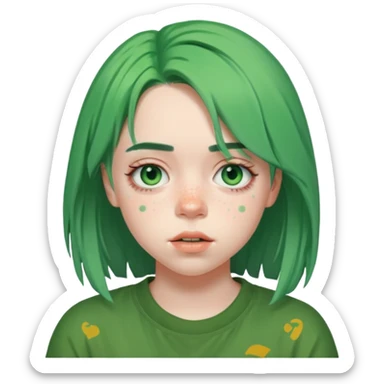 Billie Eilish green hair sticker