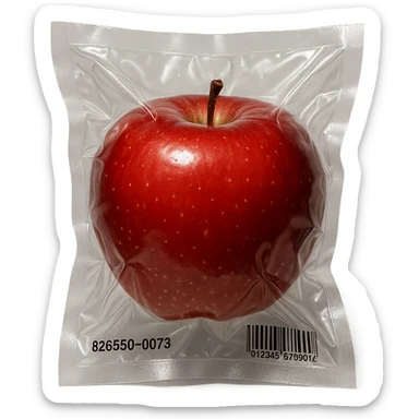 shiny apple in vacuum-sealed style sticker