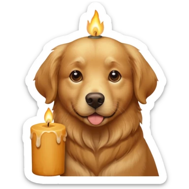 dog holding a lit aromatic candle in hand sticker