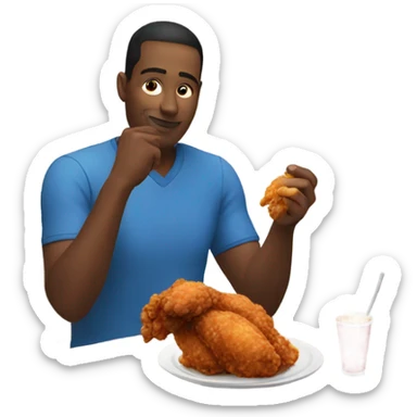 man eating fried chicken sticker