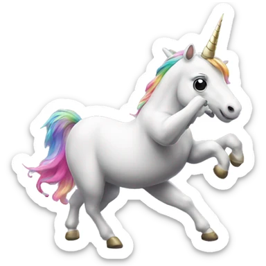 Dabbing unicorn standing on two feet sticker