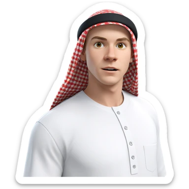 boy in white shirt hat sticker