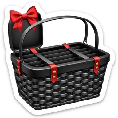 Gothic coal-Black Picnic basket with red bow sticker