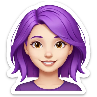 Beautiful smiling girl with purple hair sticker