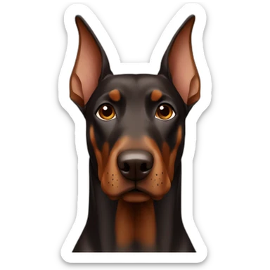 brown doberman with straight ears sticker