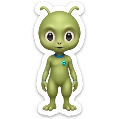 full body ...cute peacefull alien furry with 2 legs ....it has 1 eye....stands upright and looks intelligent ...wears clothing. not green..looks happy and cuddly... doesnt have eyes on face, there is a appendage coming from top of head with a single large eye sticker