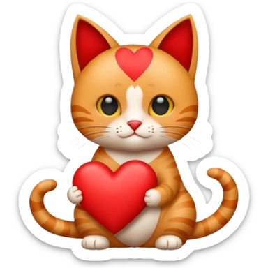 creame un gatito con un corazon sticker