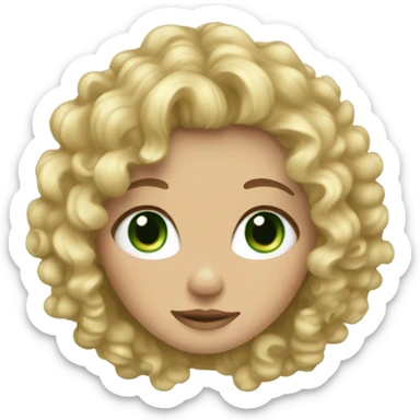Cute green eyed blonde curly hair girl sticker