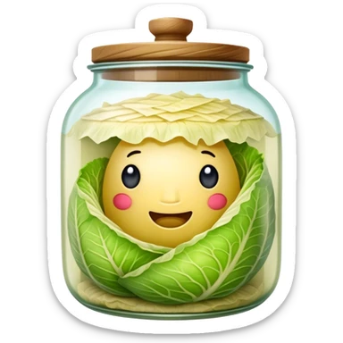 Sauerkraut Cinematic Realistic Sauerkraut Dish Emoji, depicted as tangy fermented cabbage neatly served in a traditional jar, rendered with vibrant textures and crisp, natural lighting. sticker