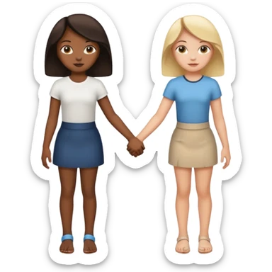 Black girl and white girl holding hands backs turned sticker