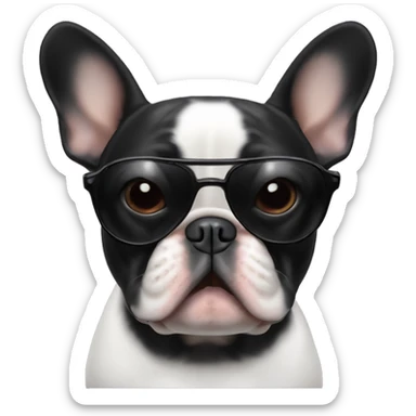 Black French Bulldog tipping sunglasses looking judgy sticker