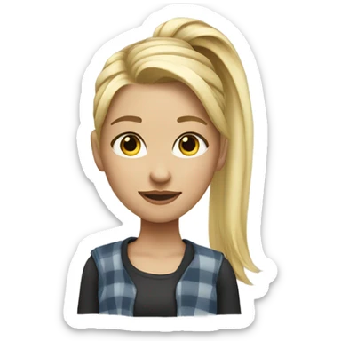 blonde girl with trendy clothes and ponytail  sticker