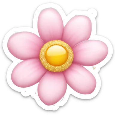 Flower Emoji "A delicate pastel pink flower with impossibly soft petals, radiating a subtle glow and surrounded by a halo of glitter dust." sticker