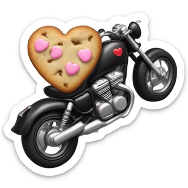cookie heart with black motorbike  sticker