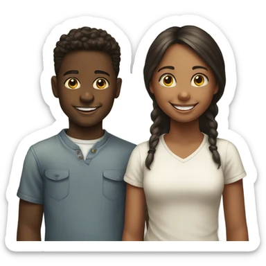 smiling girl and boy portrait sticker