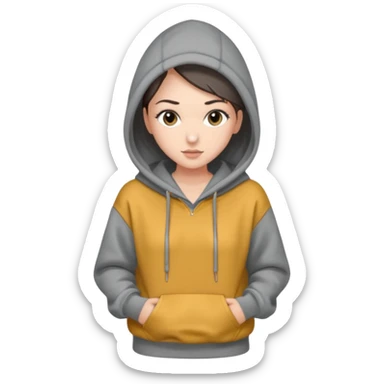 Sasha Gray in gray oversized hoodie full height sticker