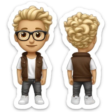 Garçon chocolat au lait cheveux bouclés glacee long  undercut et des lunette streetwear sticker