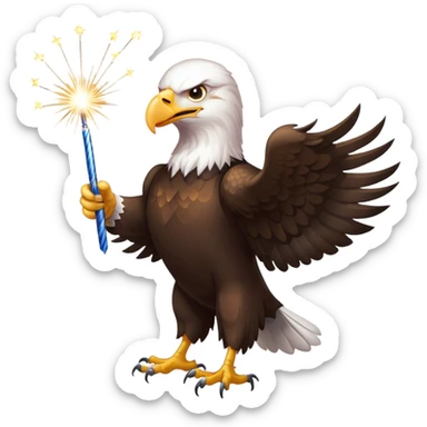 Bald eagle with sparklers sticker