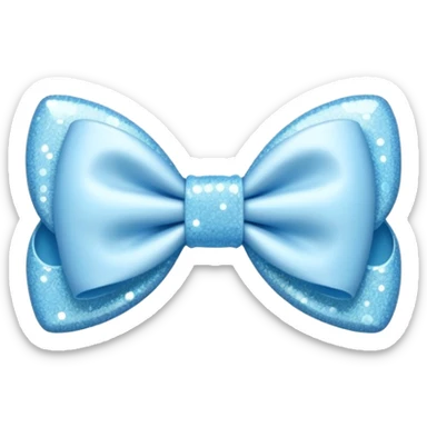 Adorable bow emoji with a glossy finish, baby blue color, subtle glitter effect sticker
