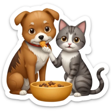 The dog is itching because of fleasThe dog is itching because of fleas, the cat is eating a lot of food from the bowl sticker