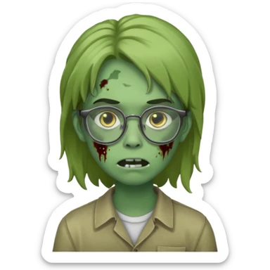 Faça um zumbi verde de óculos adolescente e de cabelo meio grande sticker