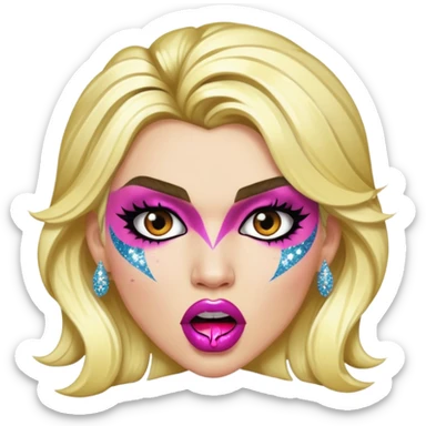 ke$ha with glitter making a snarling fun face sticker