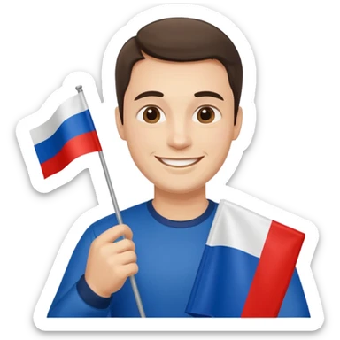 realistic man with russian flag in hand sticker