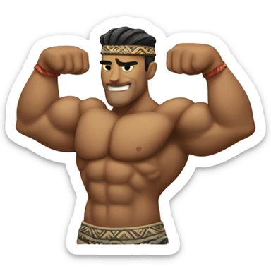 Flexing bicep with Polynesian tribal sticker