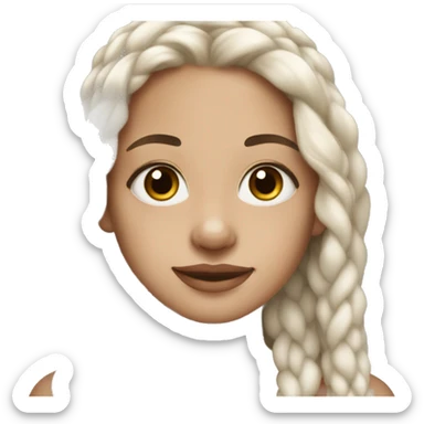 Young woman with long white braided hair vitiligo Skin brown eyes sticker