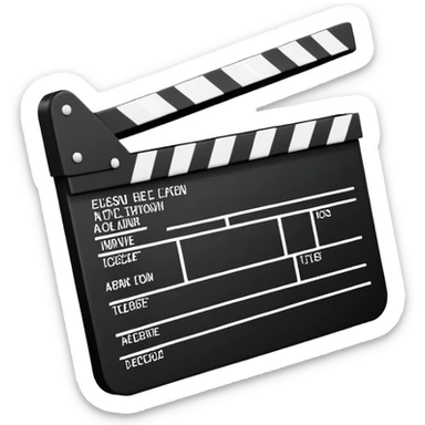 ultra simplified movie clapper with rectangular shapes at 45 degree angle, stripped of all details, pure geometric sticker