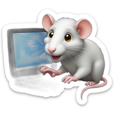 rat playing pc sticker