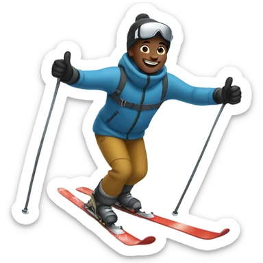 Black bald boy enjoying nature while skiing without hat sticker