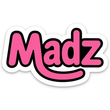 pink logo with the word 'Madz' in a playful, rounded font, emphasizing fun and approachability sticker