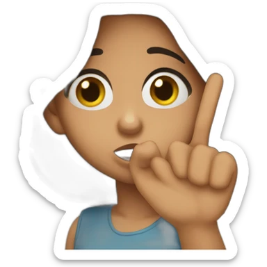 the girl points her finger at her mouth shh. sticker