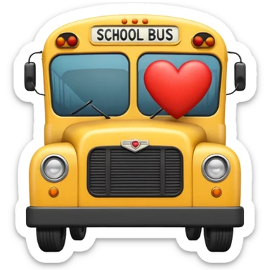 classic yellow school bus with a cute heart  sticker
