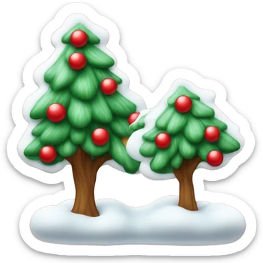 Árbol de Navidad con decoraciones en blanco y rojo sticker