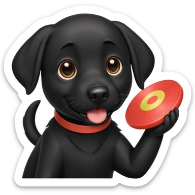 Black lab with frisbee sticker