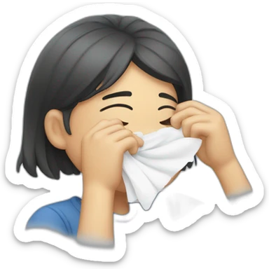 person wipes sweat from their face sticker