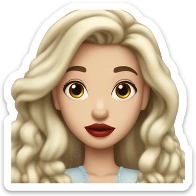 Disney Princess Long hair red lips sticker