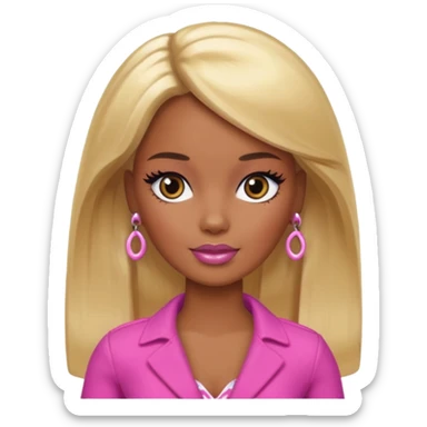 Brown skin blonde hair barbie with black eye  sticker