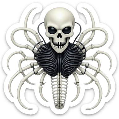 organic black wires merging into a dark monstrous creature, Giger-esque sticker