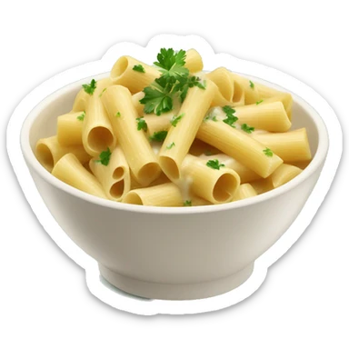 bowl of rigatoni alfredo with sprinkled parsley  sticker