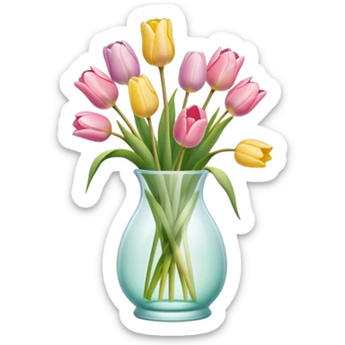 pastel tulips in glass vase sticker