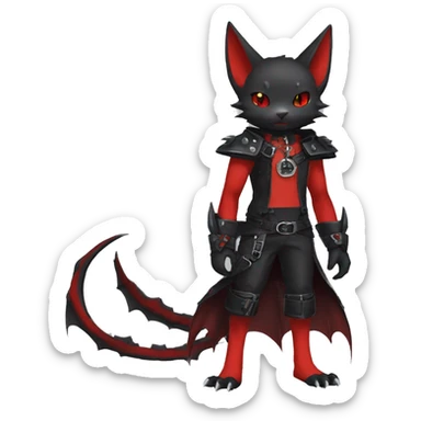 cool edgy black punk red ethereal fantasy nargacuga-bat-cat-Fakemon collar harness full body sticker