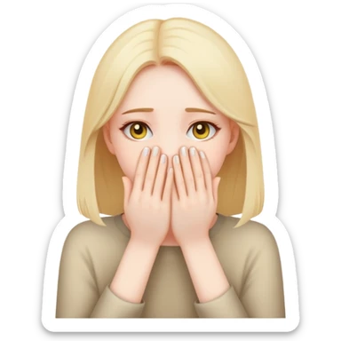 shy girl covering face with hands emoji style sticker