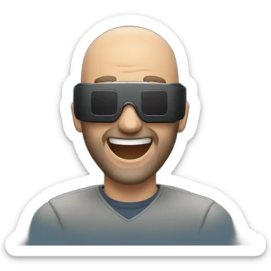 Bald man with a beard wearing VR Goggles laughing  sticker