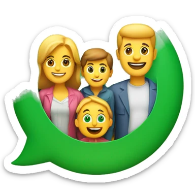Logo de whatsapp en 3D avec une famille  sticker