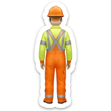 Engineer in orange hi-vis overalls facing away sticker