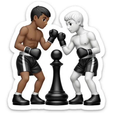 Chess pieces boxing, holding guard and jabbing sticker