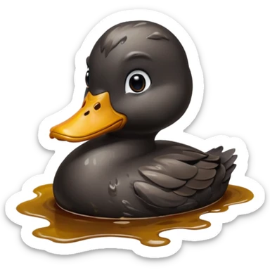 oil spill with a sad black duck in it sticker